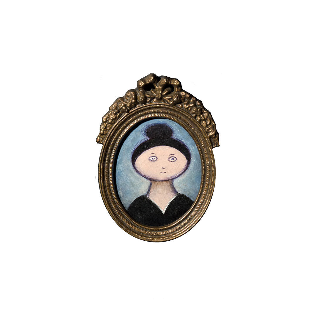 Tiny Girl in Gold Oval Frame