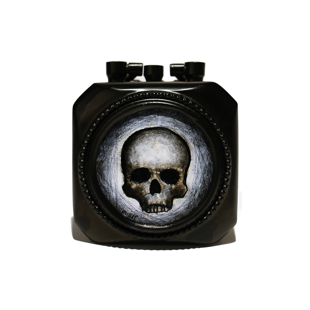 Image of Skull in Metal Clock Frame by Autumn Justine Miller