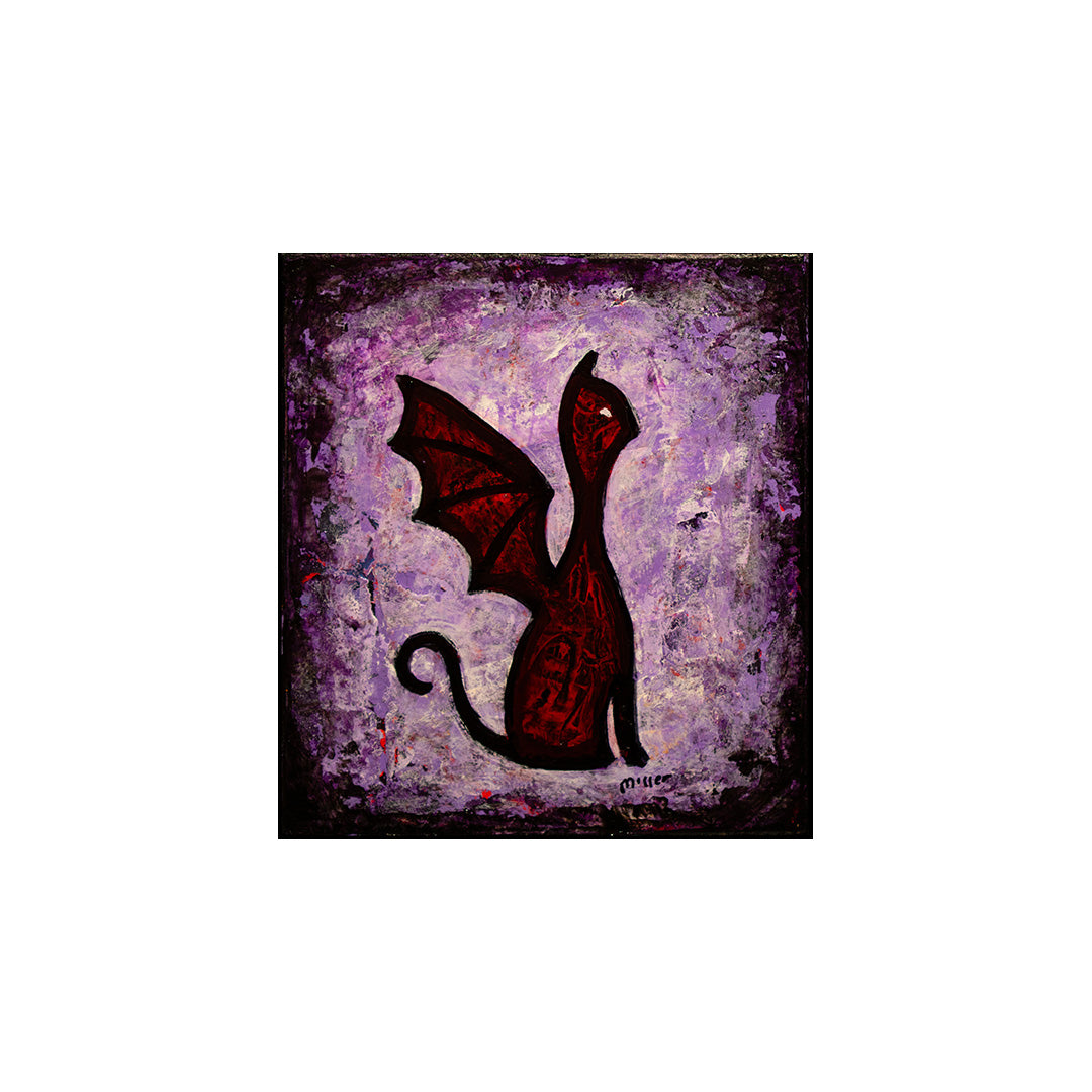 Image of Bat Cat on Wood Block by Autumn Justine Miller