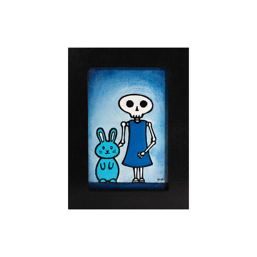 Image of Skeleton Girl with Blue Bunny by Autumn Justine Miller