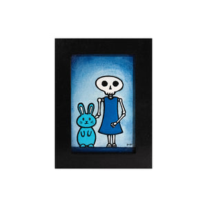 Image of Skeleton Girl with Blue Bunny by Autumn Justine Miller