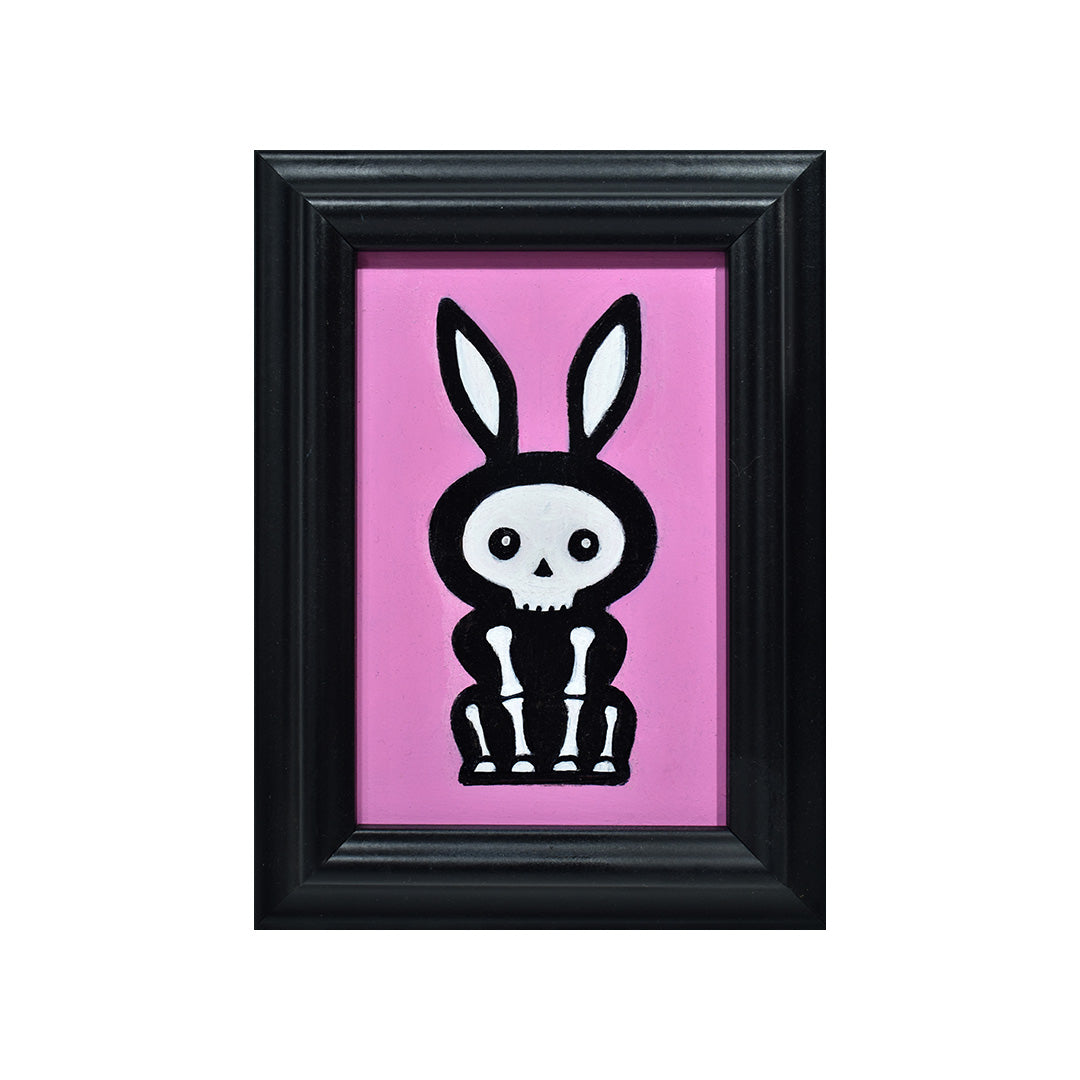 Image of Bunny Skeleton on Pink by Autumn Justine Miller