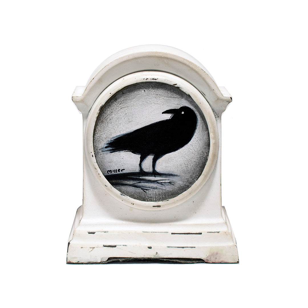 Image of Crow in Pedestal Clock Frame by Autumn Justine Miller