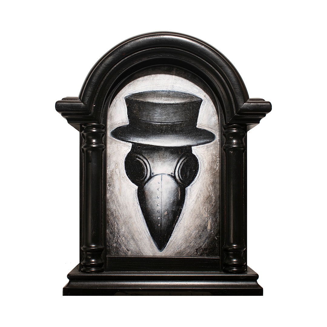 Image of Bird Skull with Hat, in Pedestal Frame by Autumn Justine Miller