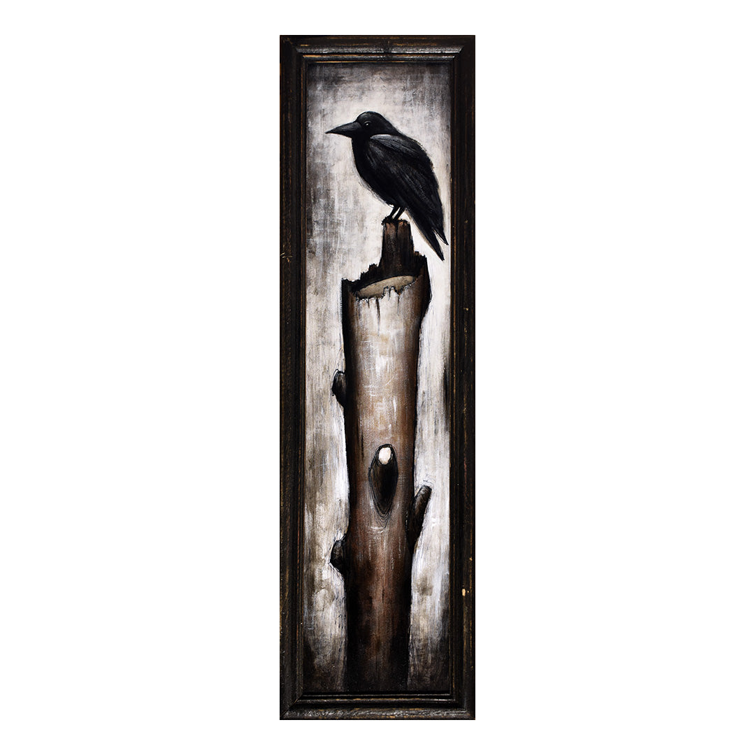 Image of Black Bird on Post by Autumn Justine Miller