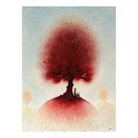 Image of Red Tree with Girl by Autumn Justine Miller